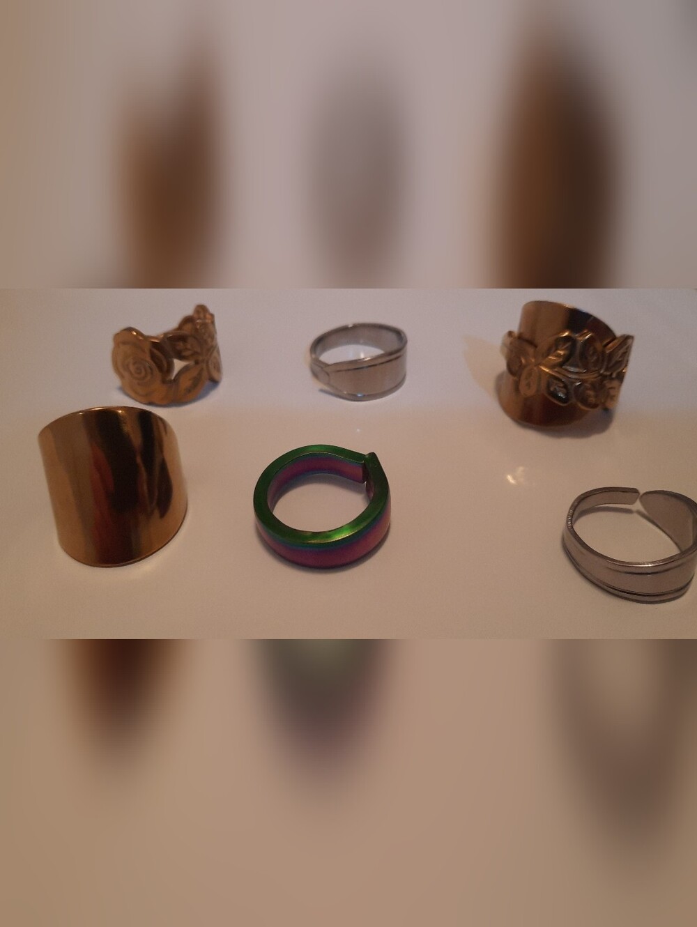 6 Gold and Multicolor Fashion Rings - Set of Styles